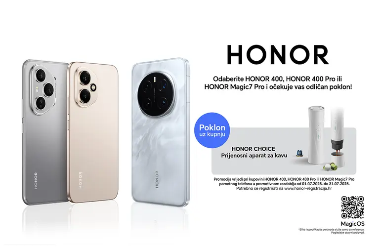 Kupi HONOR Magic7 pro, HONOR 400 Pro i HONOR 400 jer čeka te poklon! Kupi HONOR Magic7 pro, HONOR 400 Pro i HONOR 400 jer čeka te poklon!